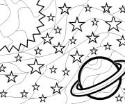 Coloriage Soleil, saturne et les &eacute;toiles