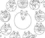 Coloriage Syst&egrave;me solaire cartoon aimable
