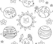 Coloriage Syst&egrave;me solaire de bande anim&eacute; CP