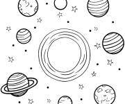 Coloriage Syst&egrave;me solaire dessin&eacute; &agrave; la main