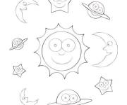 Coloriage et dessins gratuit syst&egrave;me solaire en carton à imprimer