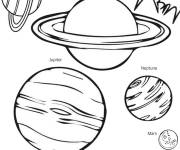 Coloriage Syst&egrave;me solaire en noir et blanc