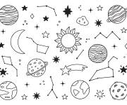 Coloriage Syst&egrave;me solaire et galaxie