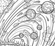 Coloriage Syst&egrave;me solaire illustration anti-stress