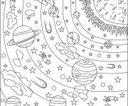 Coloriage Syst&egrave;me solaire pour adulte