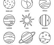 Coloriage Toutes les plan&egrave;tes de notre Syst&egrave;me solaire