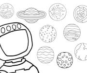 Coloriage Un astronaute en explorant le syst&egrave;me solaire