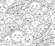 Coloriage Un syst&egrave;me solaire avec plusieurs plan&egrave;tes