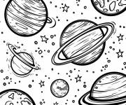 Coloriage Un Syst&egrave;me solaire avec sept plan&egrave;tes