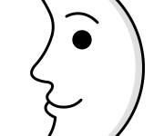 Coloriage visage adorable de lune du premier quartier