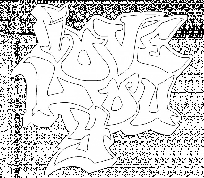 Coloriage Graffiti I Love You Dessin Gratuit à Imprimer