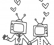 Coloriage Les Amoureux dr&ocirc;le
