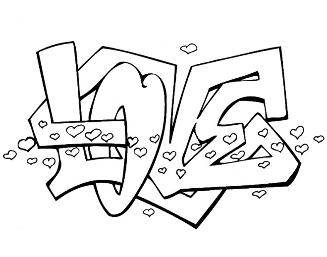 Coloriage Love  Graffiti dessin  gratuit  imprimer