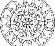 Coloriage et dessins gratuit Mandala de coeurs à imprimer