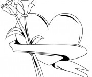 Coloriage Rose et Coeur