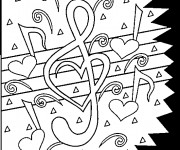 Coloriage et dessins gratuit St-Valentin Musique à imprimer