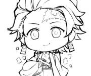 Coloriage B&eacute;b&eacute; Tanjiro Kamado chibi