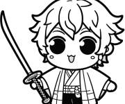 Coloriage B&eacute;b&eacute; Tanjiro mignon