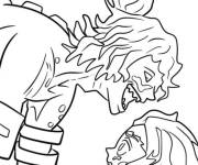 Coloriage Challenge de d&eacute;mon face au Tanjiro