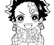 Coloriage Chibi Tanjiro Kamado rigolo