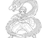 Coloriage Flux d'invocation puissant de Tanjiro