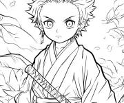 Coloriage Fond d'&eacute;cran de Tanjiro Kamado