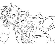 Coloriage Imagier de Tanjiro et Nezuko