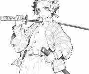 Coloriage Imagier de Tanjiro Kamado