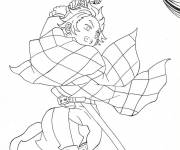 Coloriage L'attaque de Tanjiro Kamado
