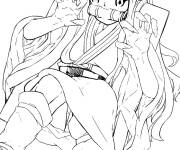 Coloriage La s&oelig;ur de Tanjiro Kamado