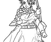 Coloriage Le courageux Tanjiro en bataille