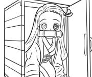 Coloriage Nezuko dans sa bo&icirc;te en bois