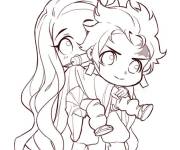 Coloriage Nezuko sur le dos de Tanjiro