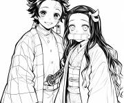 Coloriage Photo de Tanjiro et Nezuko