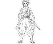 Coloriage Portrait de Tanjiro de dessin anim&eacute;