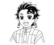 Coloriage Portrait de Tanjiro qui sourit