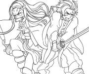 Coloriage Tanjiro avec sa soeur Nezuko