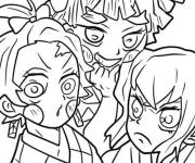 Coloriage Tanjiro avec ses meilleurs amis