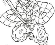 Coloriage Tanjiro avec son &eacute;p&eacute;e Nichirin noire