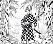 Coloriage Tanjiro dans la foret