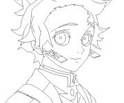 Coloriage Tanjiro dessin&eacute; &agrave; la main
