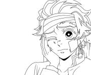 Coloriage Tanjiro douloureux