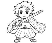 Coloriage Tanjiro en cape