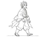 Coloriage Tanjiro en marchant