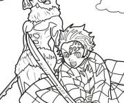 Coloriage Tanjiro et Inosuke