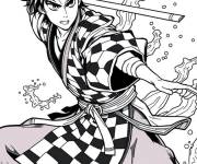 Coloriage Tanjiro et la force de l'eau