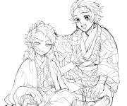 Coloriage Tanjiro et Sabito