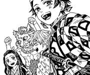 Coloriage Tanjiro et ses amis