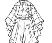 Coloriage Tanjiro et son haori &agrave; carreaux