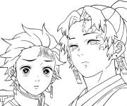 Coloriage Tanjiro et Yoriichi